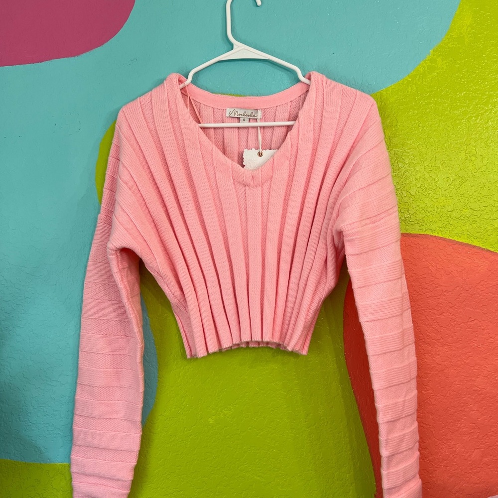 MOOLOOLA pink v-neck sweater